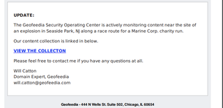 In case of an attack or explosion, Geofeedia immediately begins monitoring social media in the area.